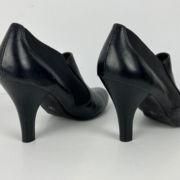 George Rudy Bootie Size 9 Black High Heels 3.5in Almond Toe - Picture 4 of 6